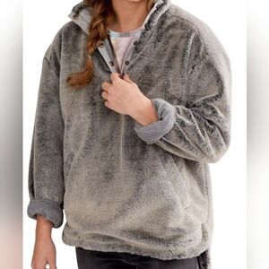 BKE Plush Pullover 1/4 Snap Mock Collar